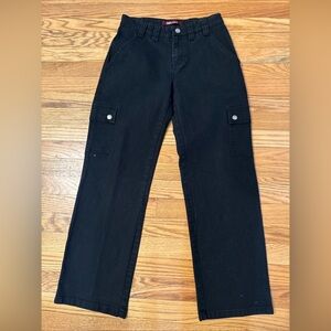 Vintage Lee Womens Cargo Pants Size 4P Relaxed Fit Side Flap Pocket Casual Black